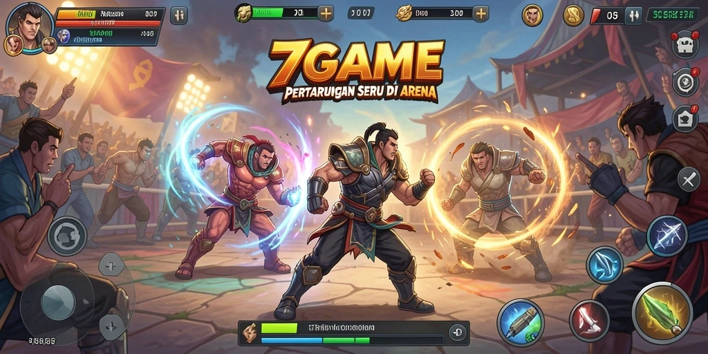 Tangkapan layar 7GAME menunjukkan aksi bertarung yang intens dan grafis yang memukau.