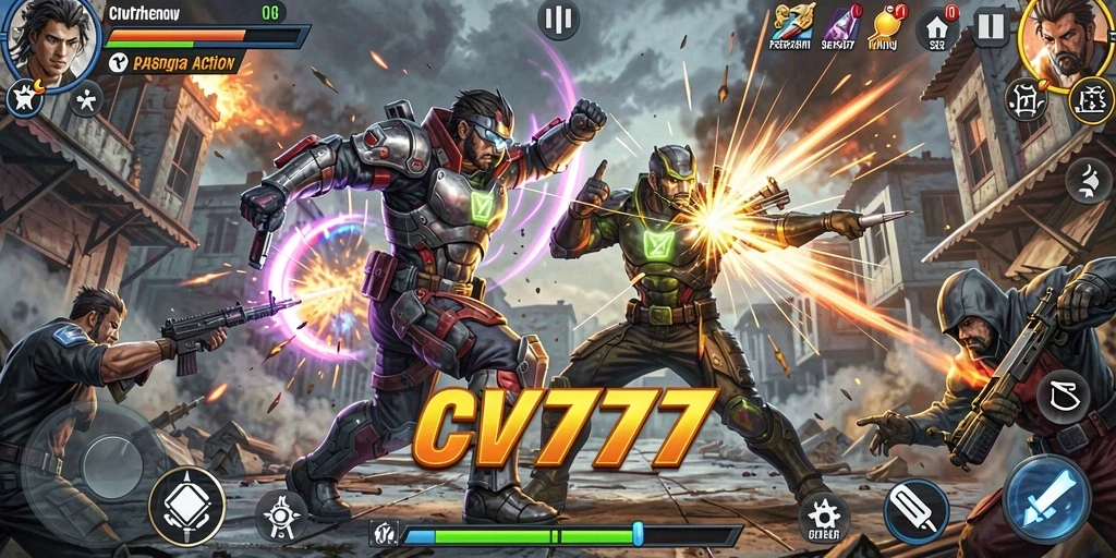 Tampilan aksi mendebarkan dalam gameplay CV777.
