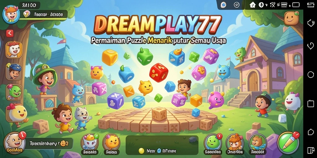 Tampilan gameplay DREAMPLAY77 yang penuh warna dan menantang.