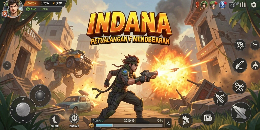 Tampilan gameplay yang mendebarkan dalam INDAAA dengan aksi intens.