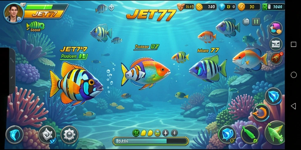 Gambaran gameplay seru di JET77 saat menangkap ikan.