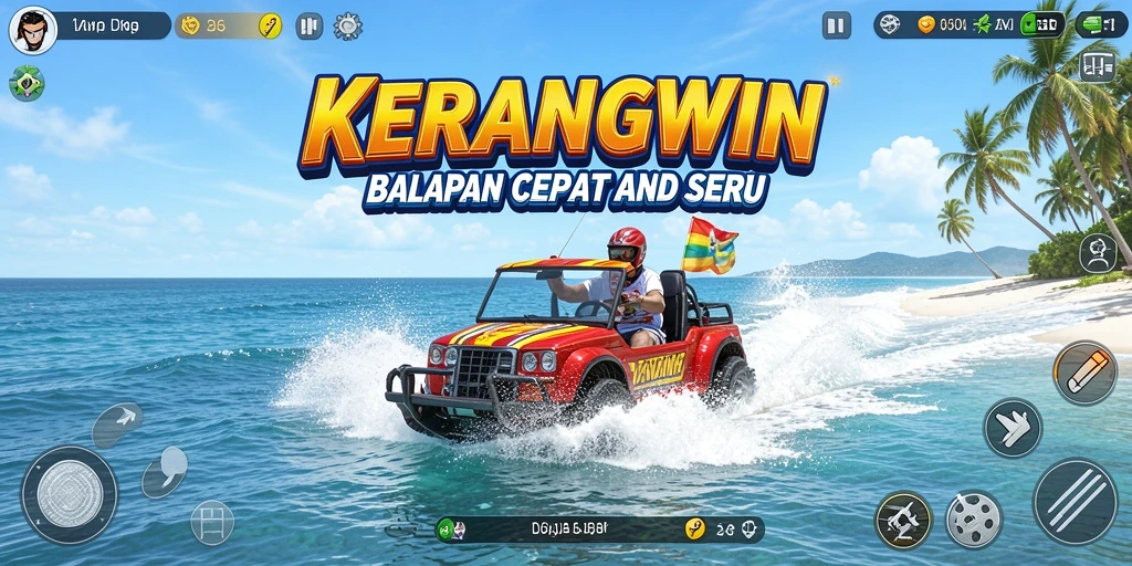 Tampilan gameplay KERANGWIN yang menegangkan di lautan.