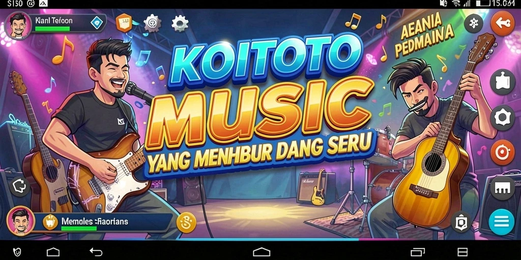 Screenshot game KOITOTO menunjukkan pemain menikmati alunan musik dengan penuh semangat.