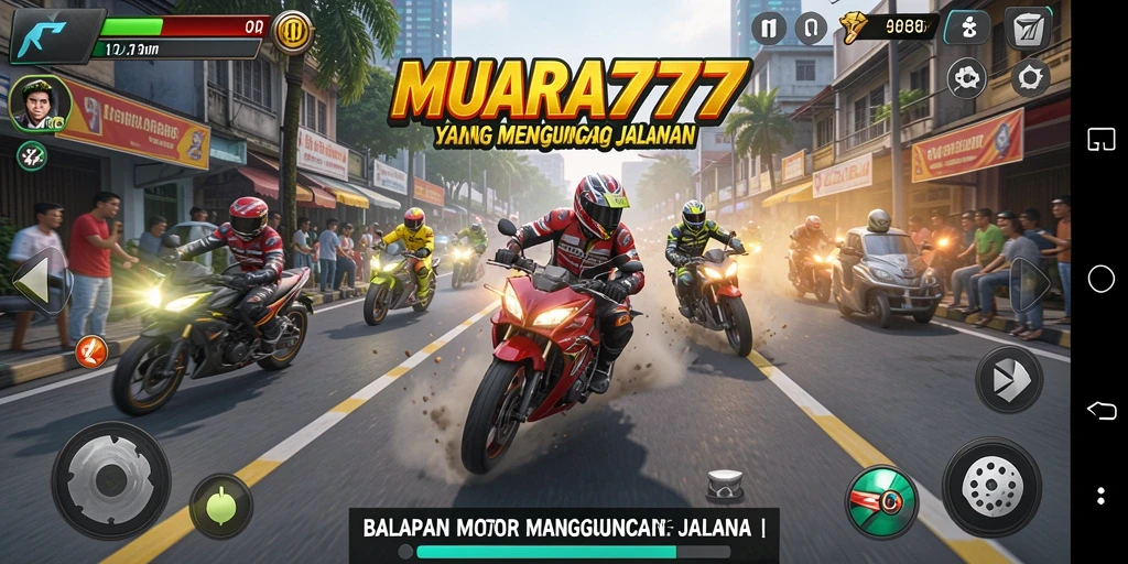 Tampilan gameplay seru dalam balapan motor yang menantang.