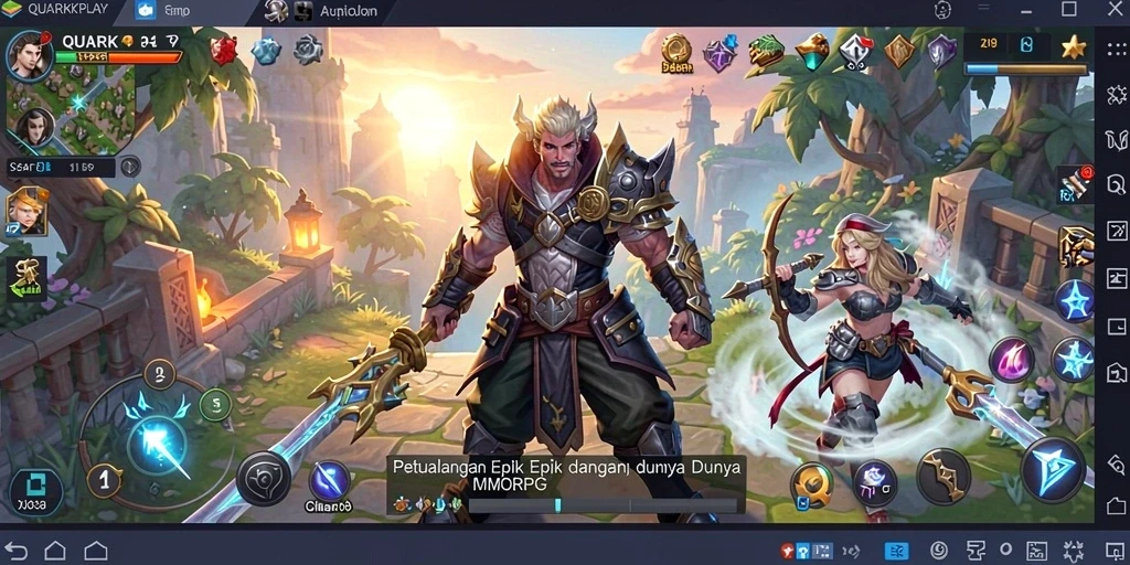 Tampilan gameplay menarik di QUARKPLAY dengan pertempuran seru.