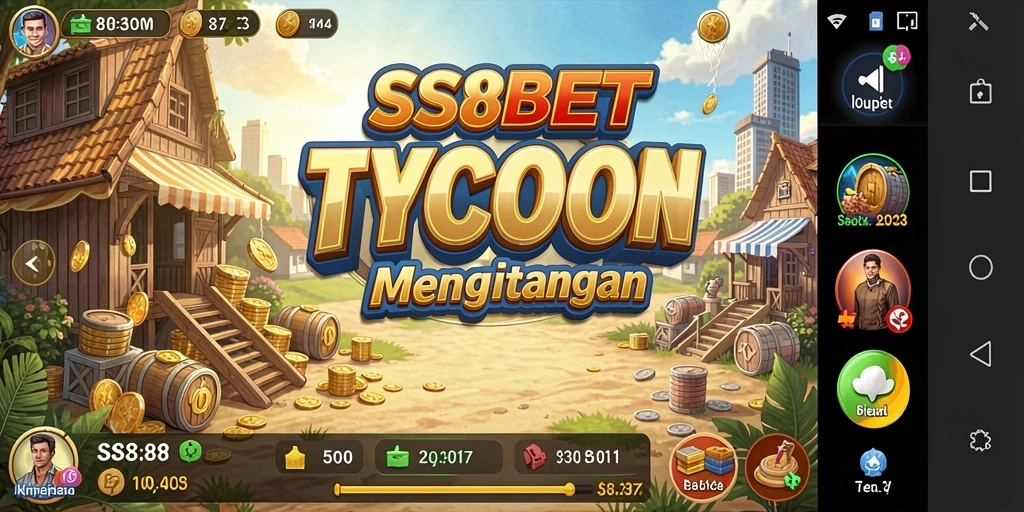 Tampilan gameplay SS88BET yang menampilkan strategi bisnis yang mendebarkan.