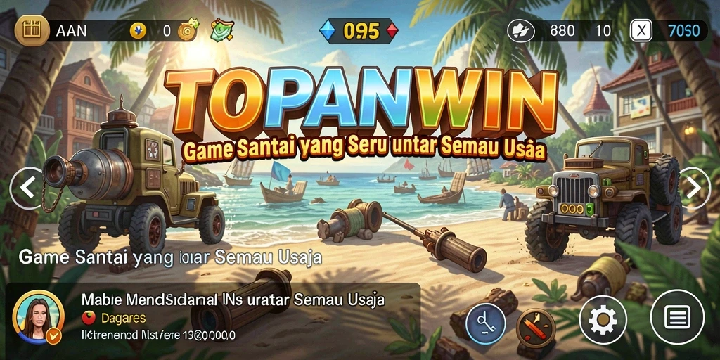 Tampilan gameplay yang ceria dan mengasyikkan dalam TOPANWIN.